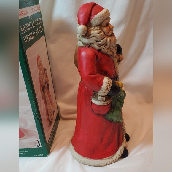 Musical Olde World Santa Claus Vtg 1991 Porcelain Figurine Stocking - Picture 5 of 13
